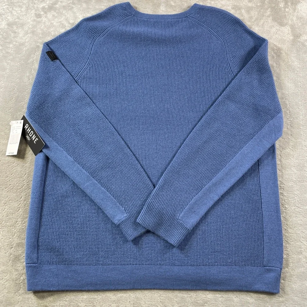 Rhone‎ Walden Waffle Sweater Mens XXL Blue Wool Cashmere Soft Preppy Casual